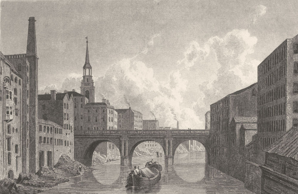 MANCHESTER. Blackfriars Bridge, Manchester. (Finden/Westall) 1834 old print